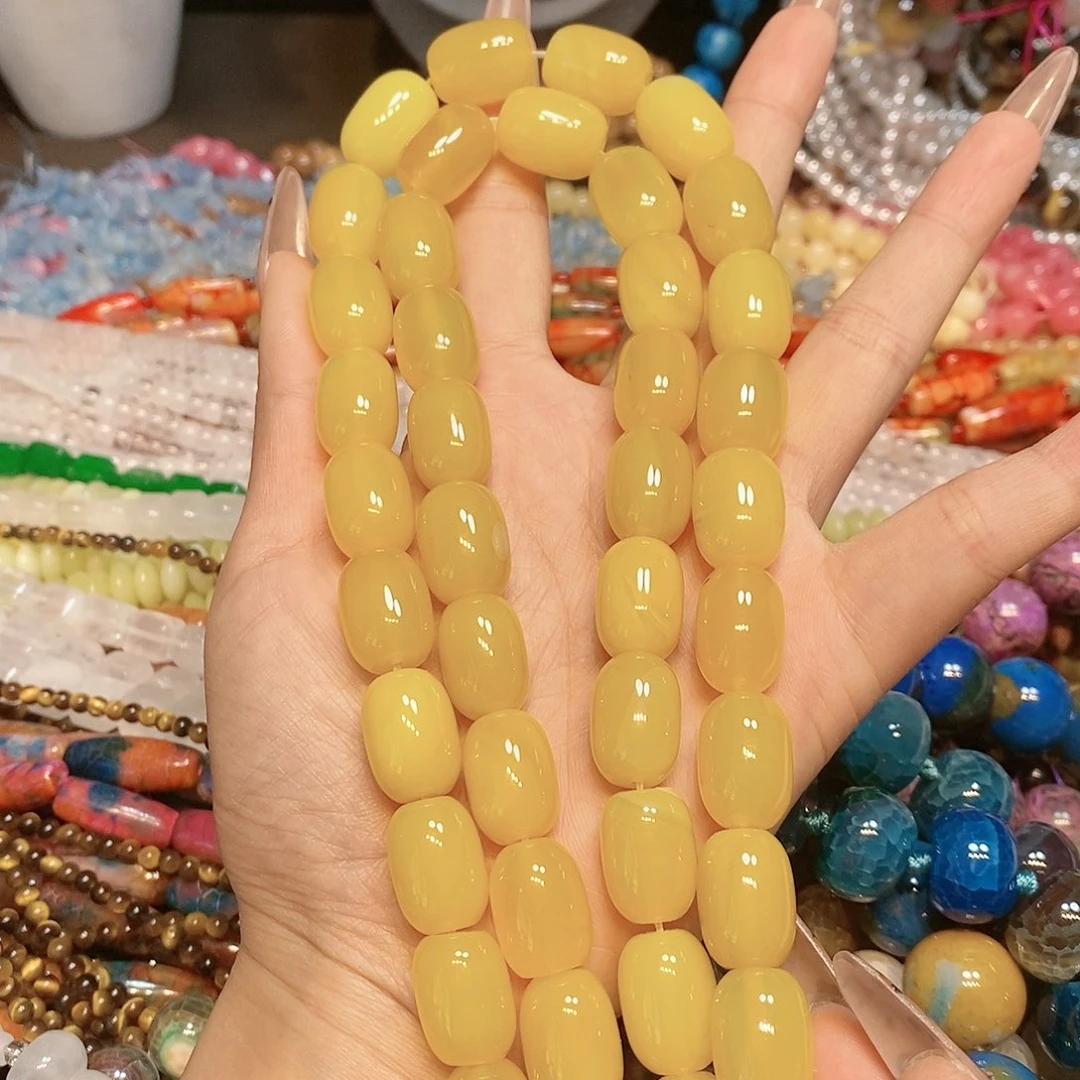 玛瑙/玉髓散珠鸡油黄玛瑙13✖️18mm一条