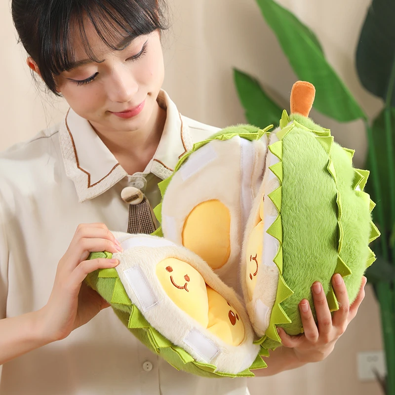 爆款仿真可拆解仿真榴莲毛绒玩具抱枕撕拉解压玩偶布娃娃生日礼物