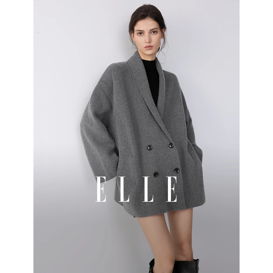 ELLE女装法式高级简约针织衫2025冬季新款独特保暖上衣EM52877