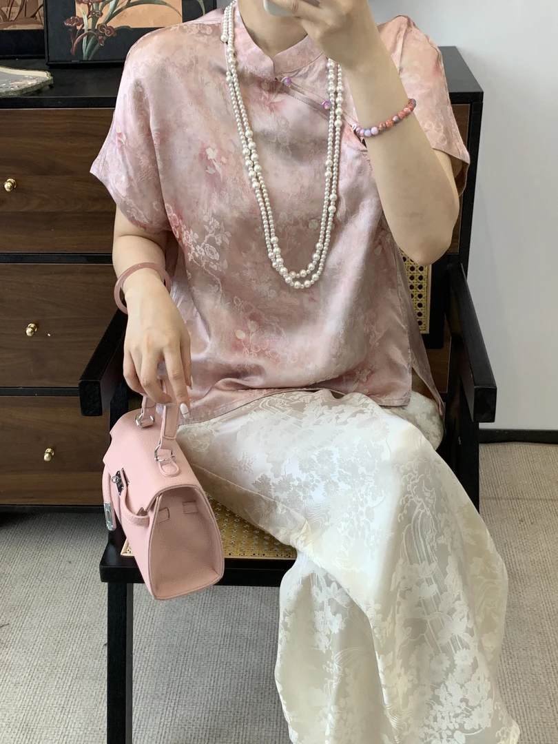 春色间｜国风新中式气质提花短袖上衣小衫-6285，