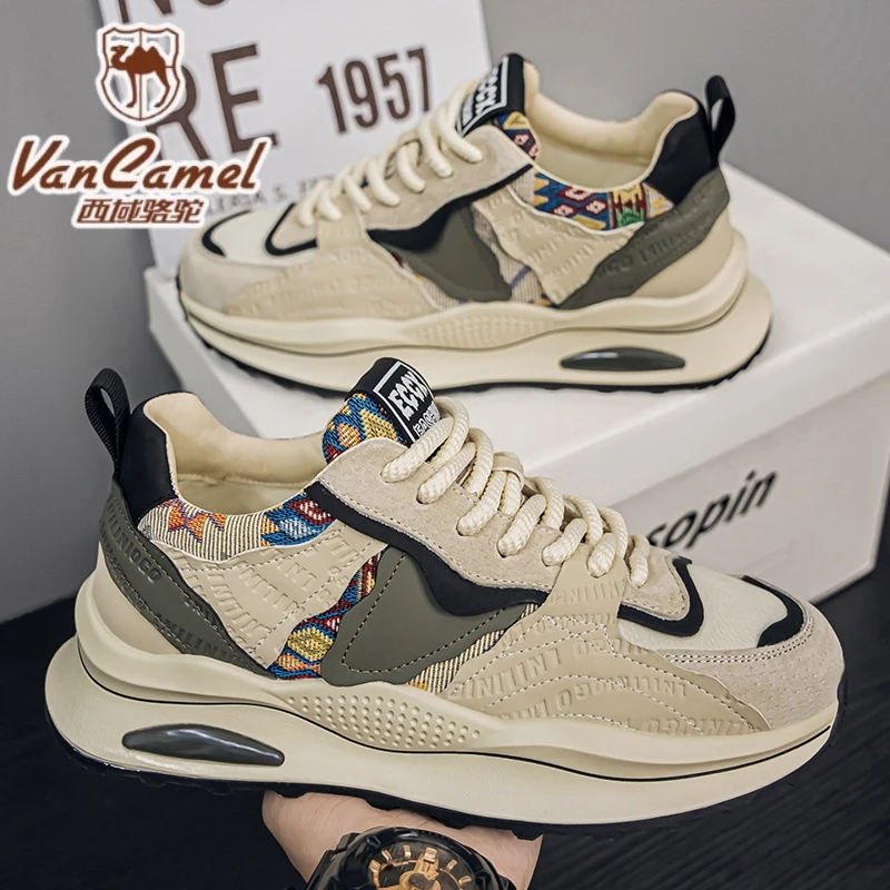 西域骆驼男鞋夏季透气2025新款老爹鞋男时尚休闲百搭运动阿甘潮鞋