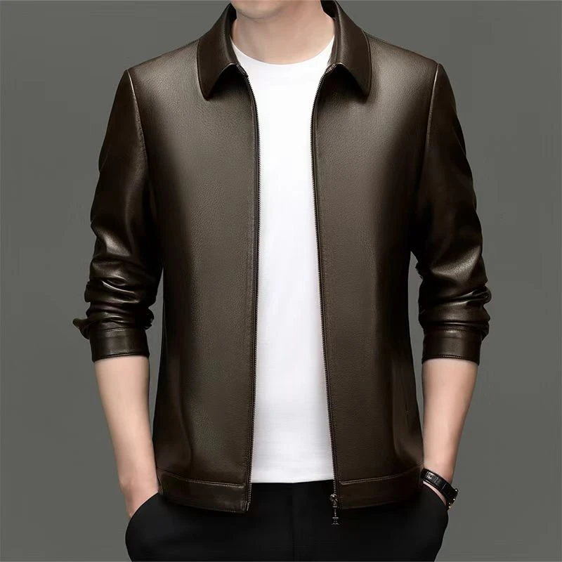 【海宁甄选】秋季新款  男士山羊皮轻奢高端皮夹克（袖口扣）