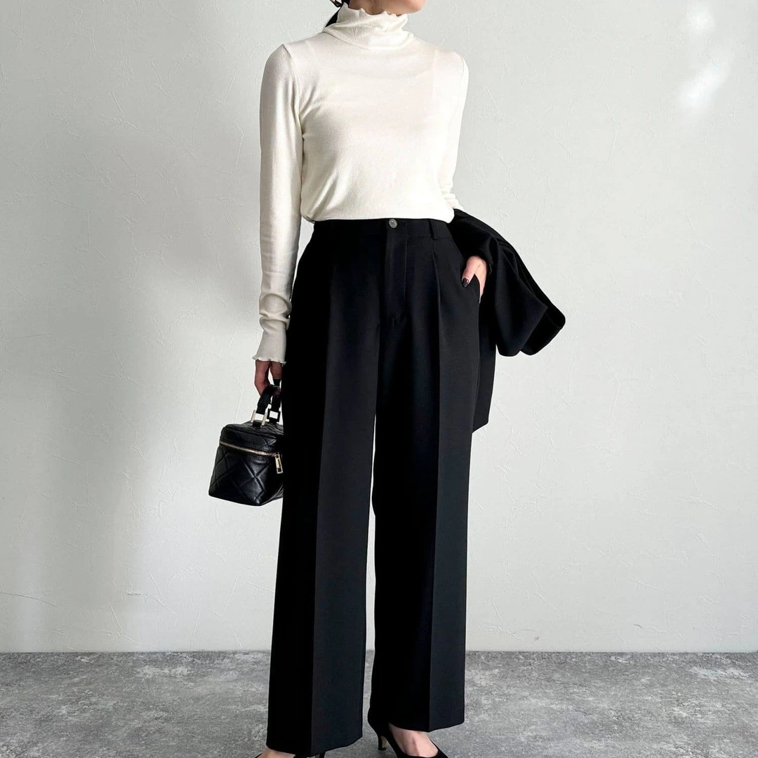 日单贵牌 高腰直筒 舒适 西装裤 通勤休闲裤 长裤45S