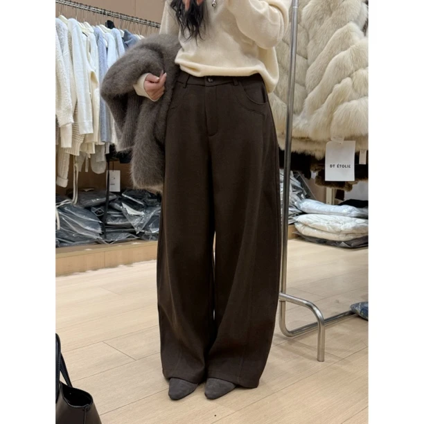 【买单裤】加厚慵懒弯刀毛呢裤