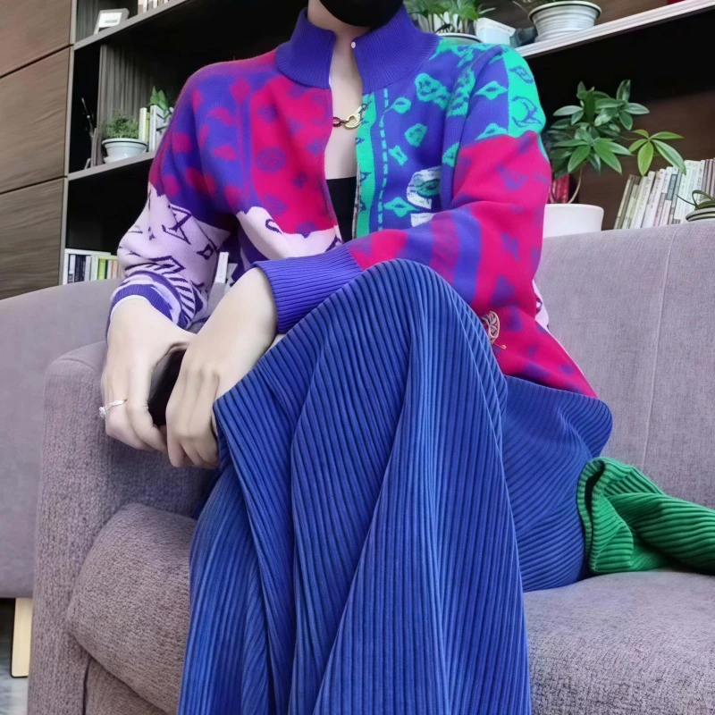 素订女装原创品牌旗舰店时尚花色针织开衫卫衣灯芯绒阔腿裤套装秋