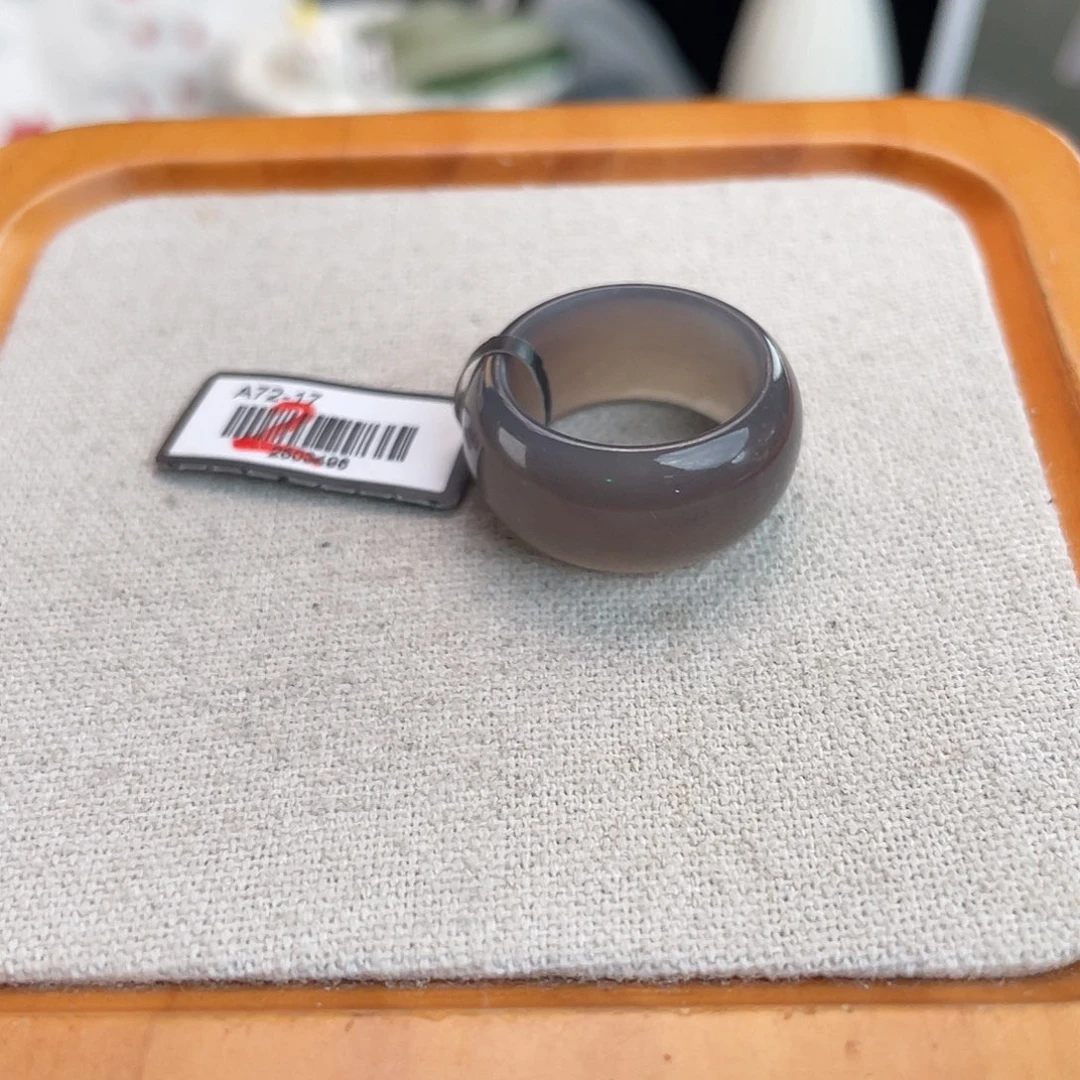 和田玉未镶嵌戒指U18帝王紫墩墩18.7不退换