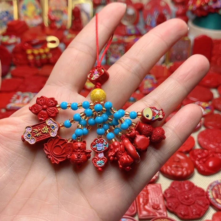 天然辰砂工艺品朱砂手机坠