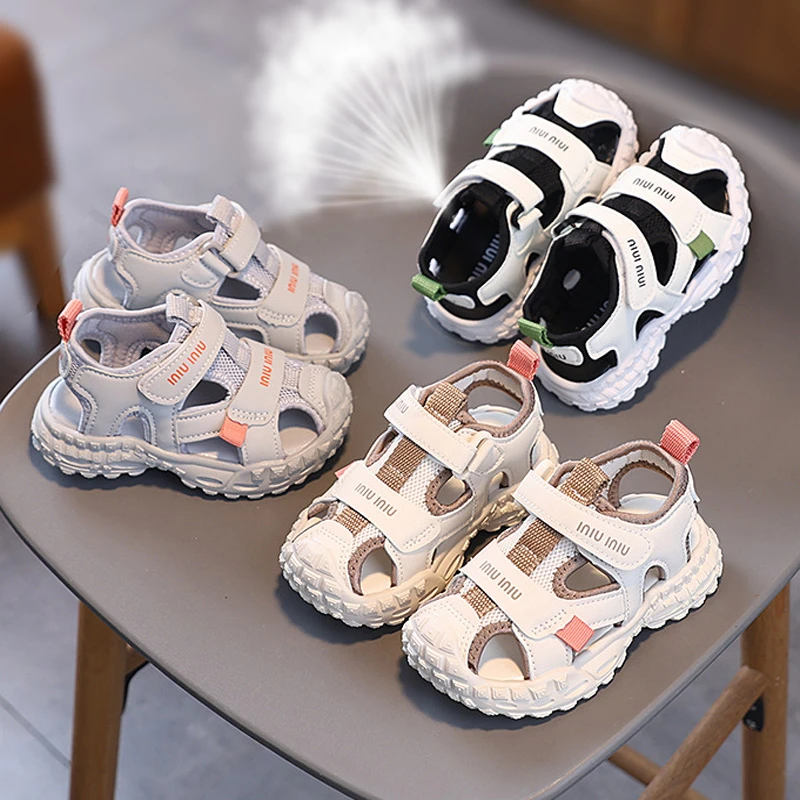 男童夏季包头运动凉鞋底防滑女童3-6岁镂空沙滩鞋软底防滑小童鞋