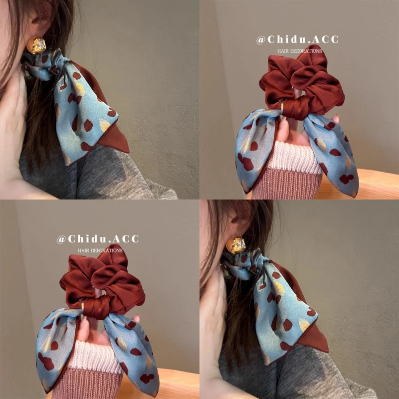 韩国头饰网红发饰ins风头绳旅游波西米亚飘带发绳波点蝴蝶结发带