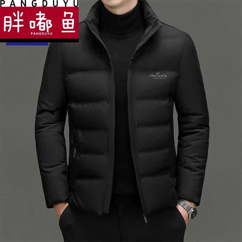 胖嘟鱼冬季羽绒服男士立领棉衣轻薄保暖加厚中年爸爸装外套休闲大