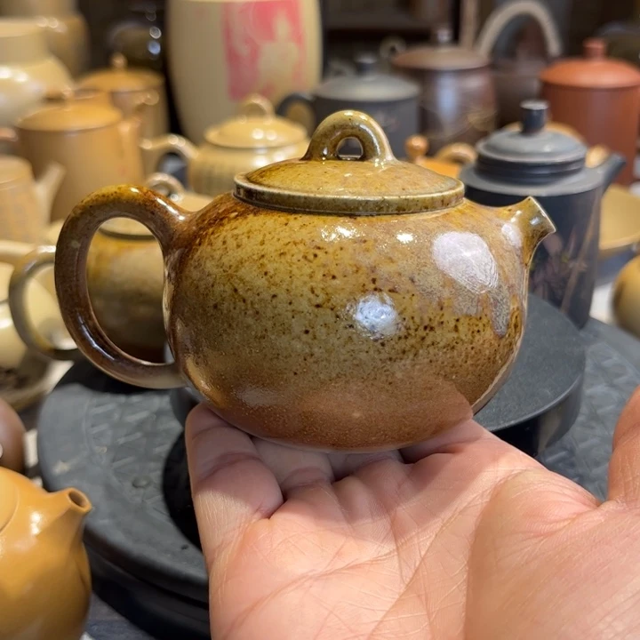 壶建水紫陶白泥裸柴烧作品