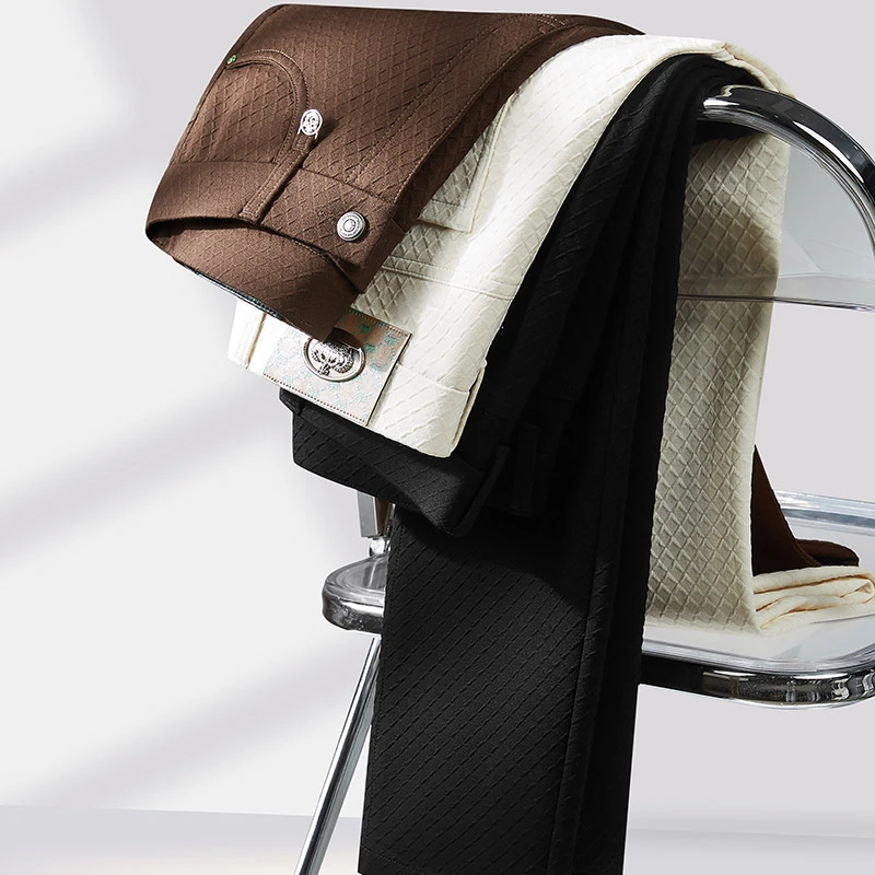 夏季新款男士薄款直筒弹力长裤青年高端轻奢潮流垂感时尚男款裤子