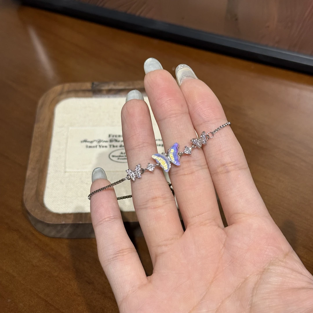 Liwuu 网红百搭ins设计感气质轻奢小众简约银色精致镶嵌s013