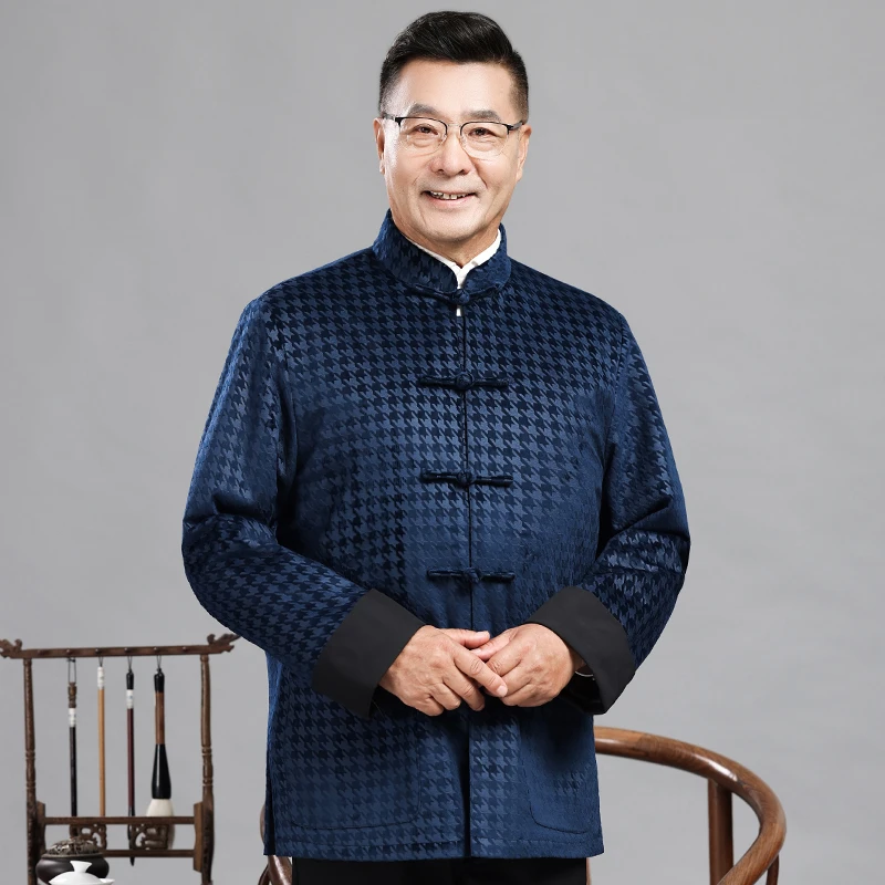 2025新款冬季加厚唐装男士套装中老年人爸爸装棉衣雪尼尔爷爷棉袄