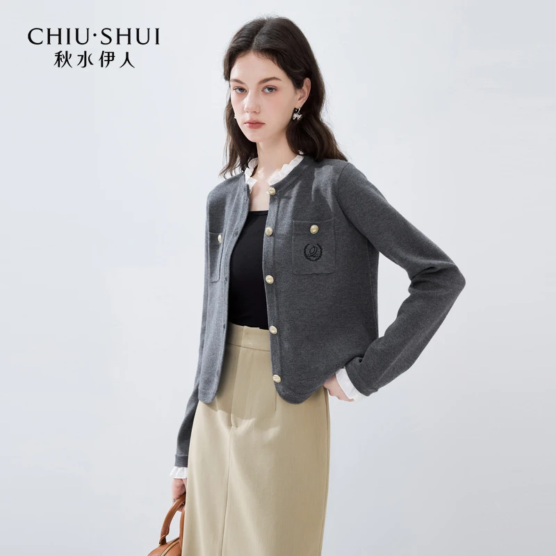 【许半夏专属】秋水伊人时尚学院风针织衫2024年秋季新款女装木耳边