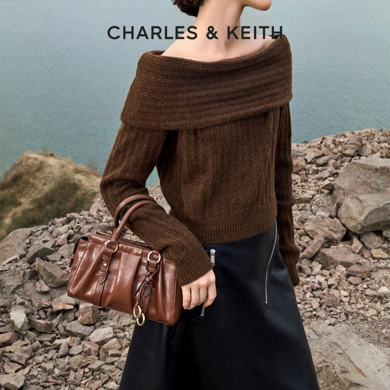 CHARLES & KEITH【流光风】25冬款风吟系列复古波士顿包女30671820