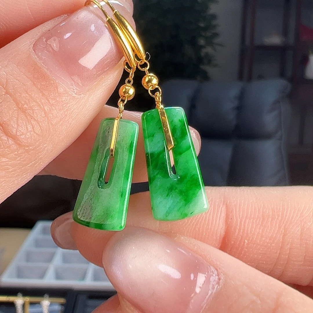 翡翠耳饰18K金镶嵌耳环53