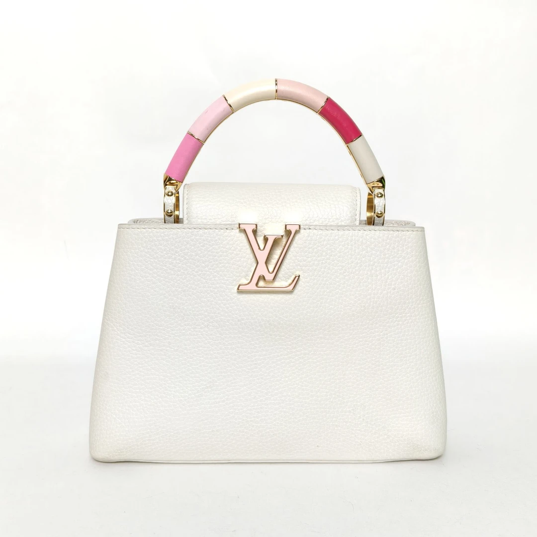 95新 LouisVuitton/路易威登 【小花黑黑】Capucines BB 27 白色