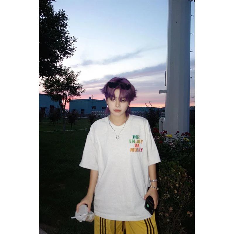 美式小众彩虹【万针刺绣】字母夏季短袖t恤女夏季国潮牌百搭上衣