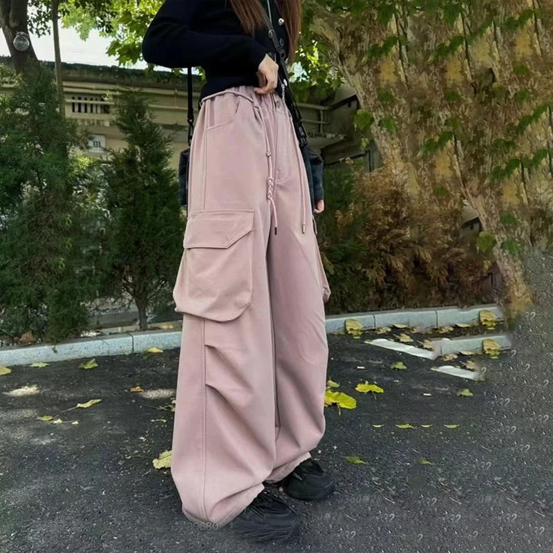 女童中大童工装裤2025年冬季新款洋气百搭休闲裤宽松时尚保暖长裤