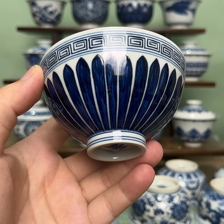 菊瓣花卉鸡心杯满杯150毫升