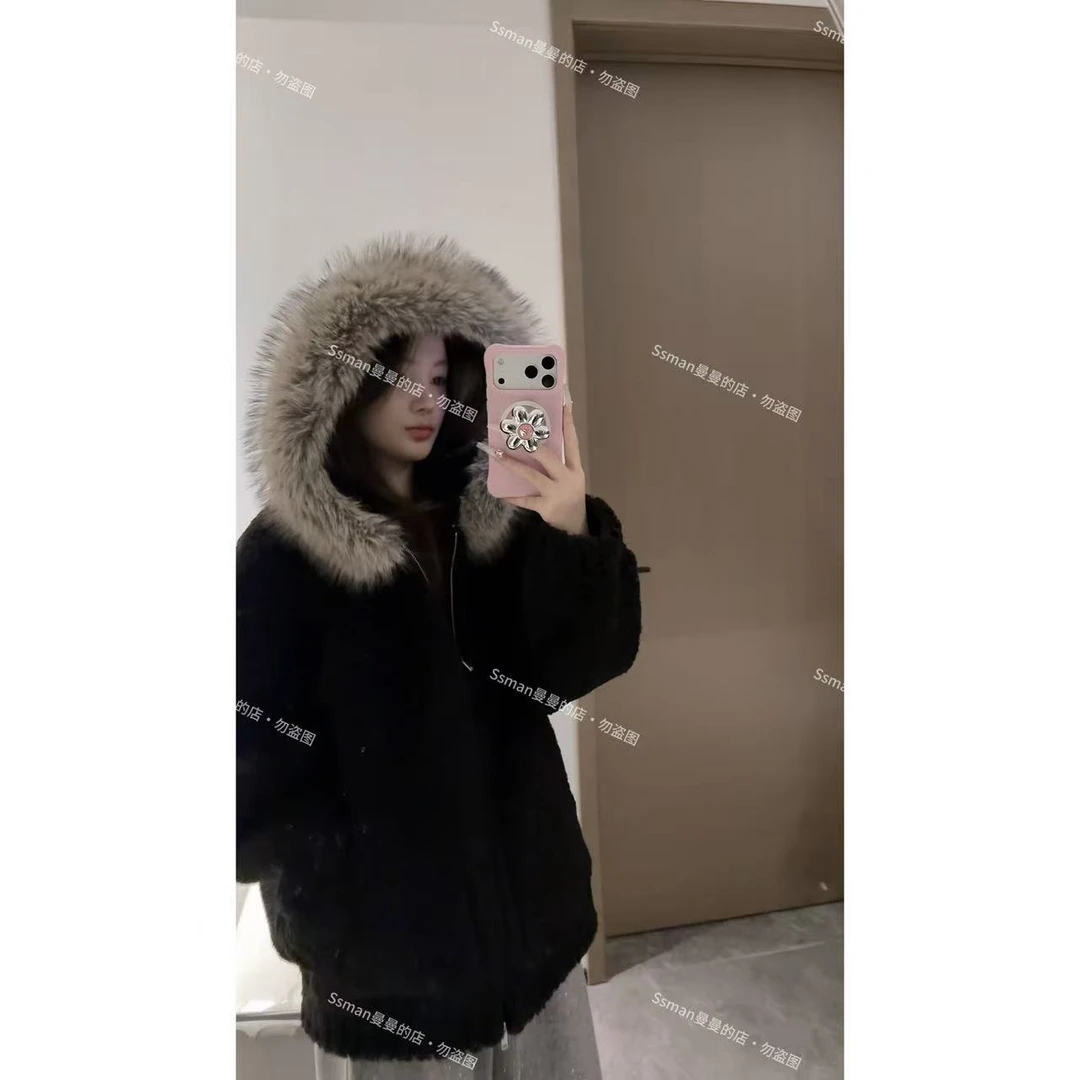 Ssman【圣诞糖霜熊】大毛领一件过冬 时尚宽松显瘦保暖连帽短外套