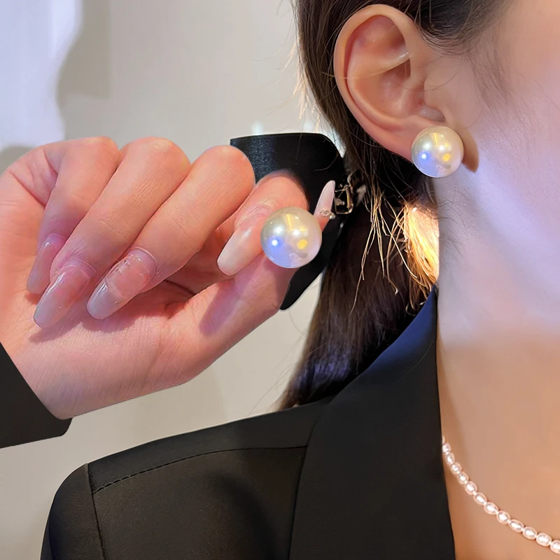 【11mm】轻奢时尚大珍珠耳钉s925银耳钉天然淡水无核馒头珠珍珠耳钉