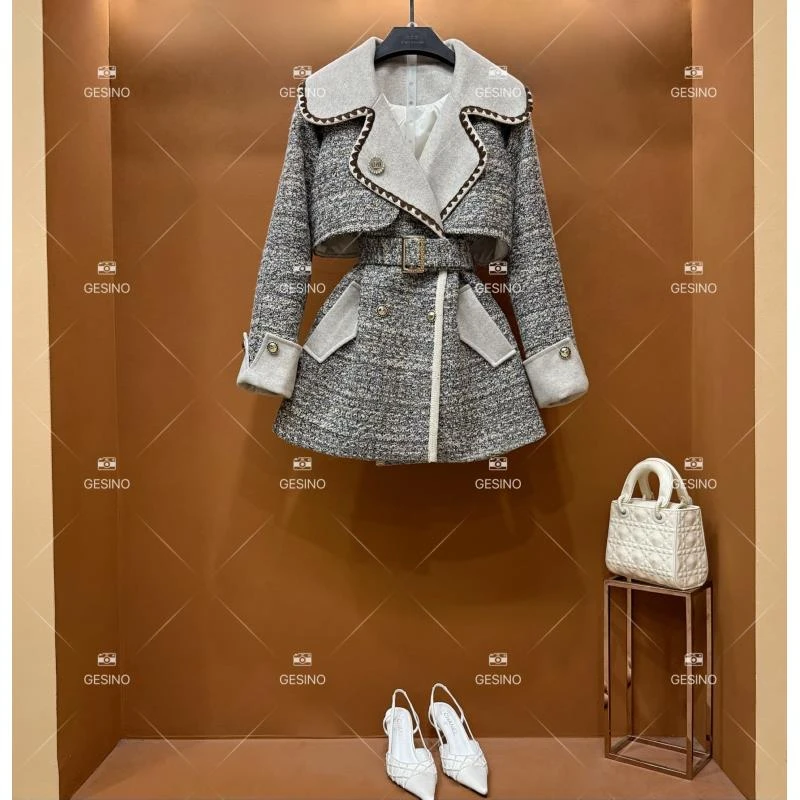 【闵闵】秋冬气质小香风时尚设计师中长款外套 QD-2025072