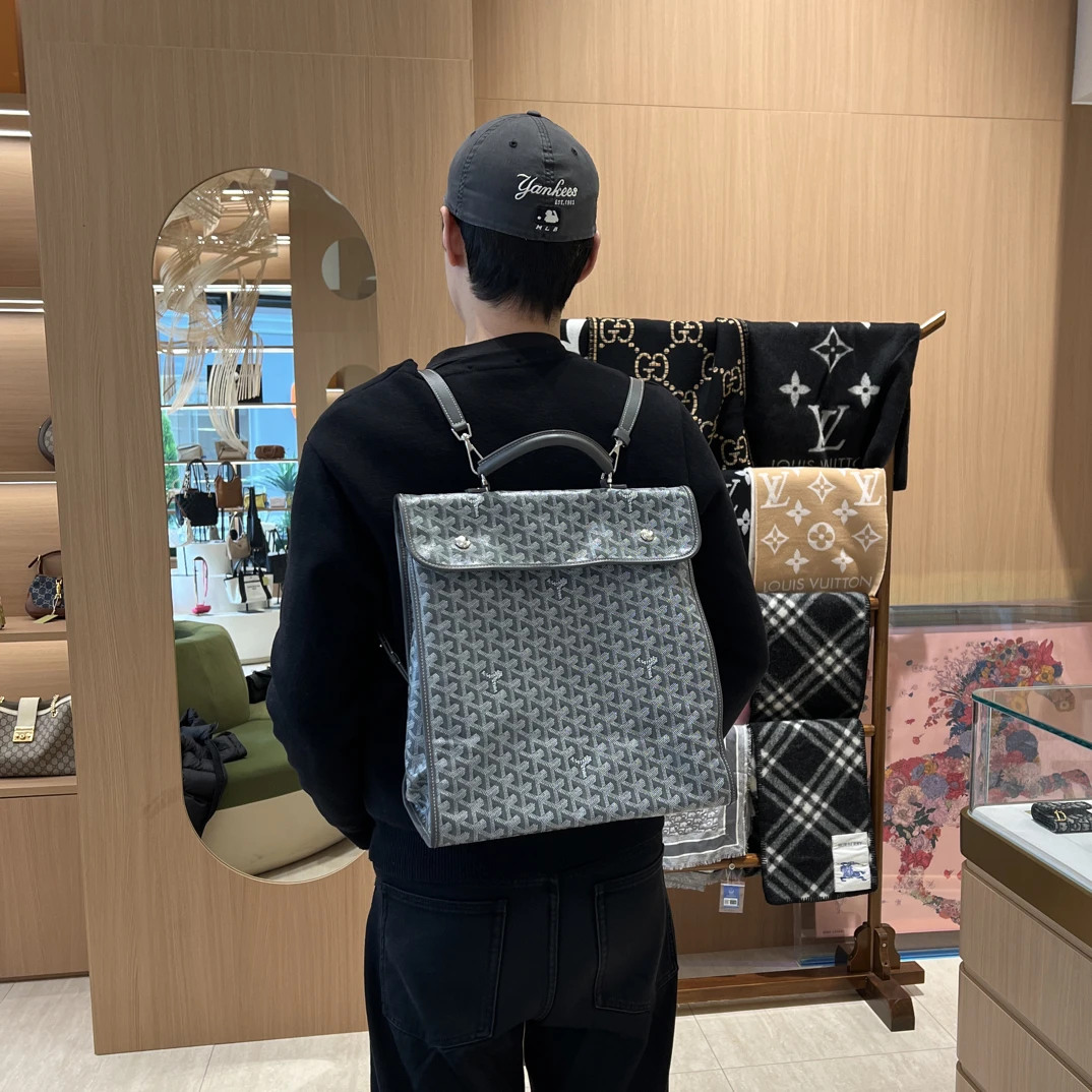 95新 Goyard 灰色双肩轻奢时尚休闲百搭双肩包