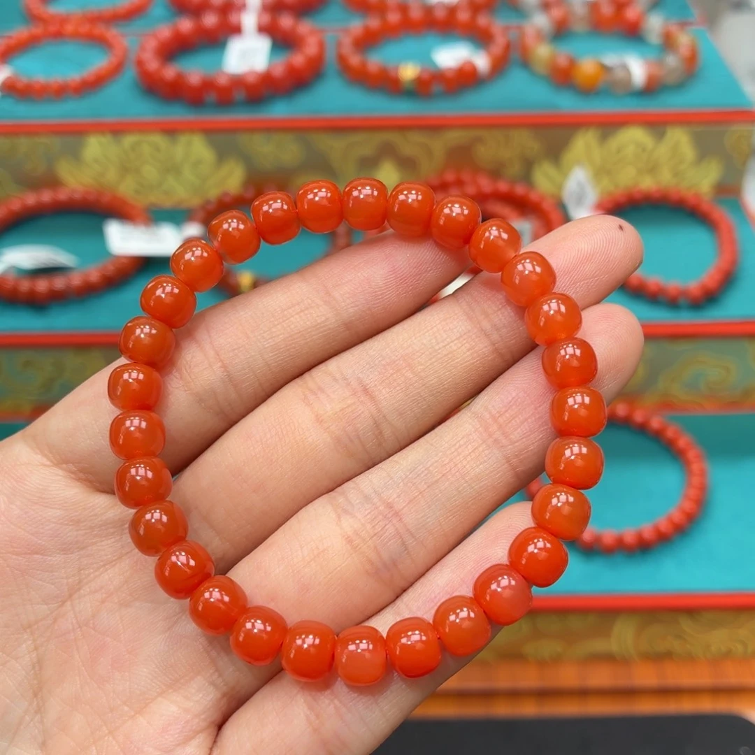 南红玛瑙未镶嵌手串保山原矿南红杨柳水红老型手串卡6+