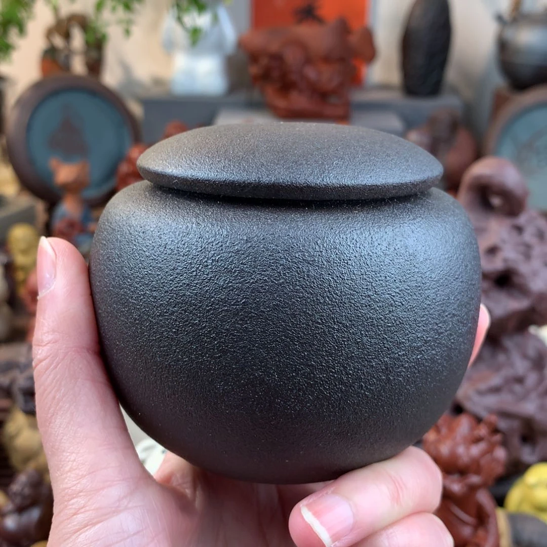 紫砂茶宠y**y小茶叶罐黑