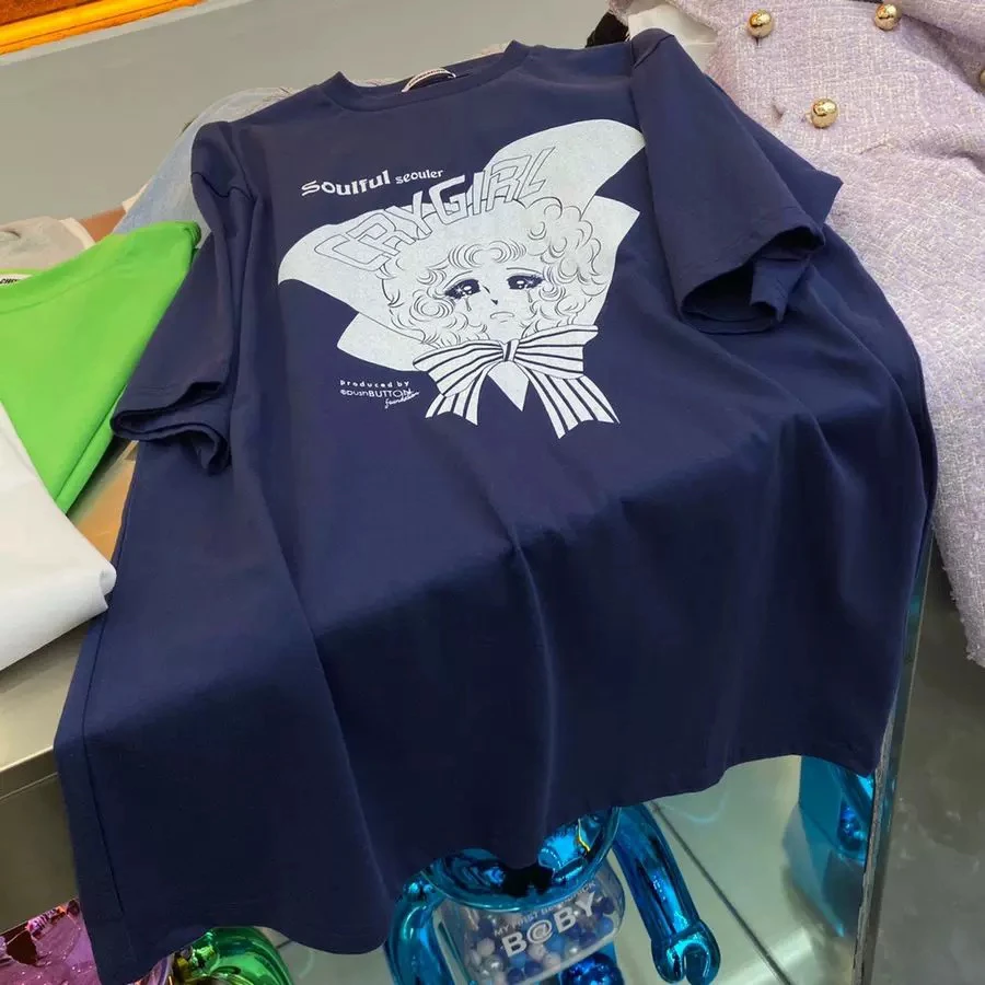 短袖圆领基础T恤休闲韩版百搭宽松蓝色