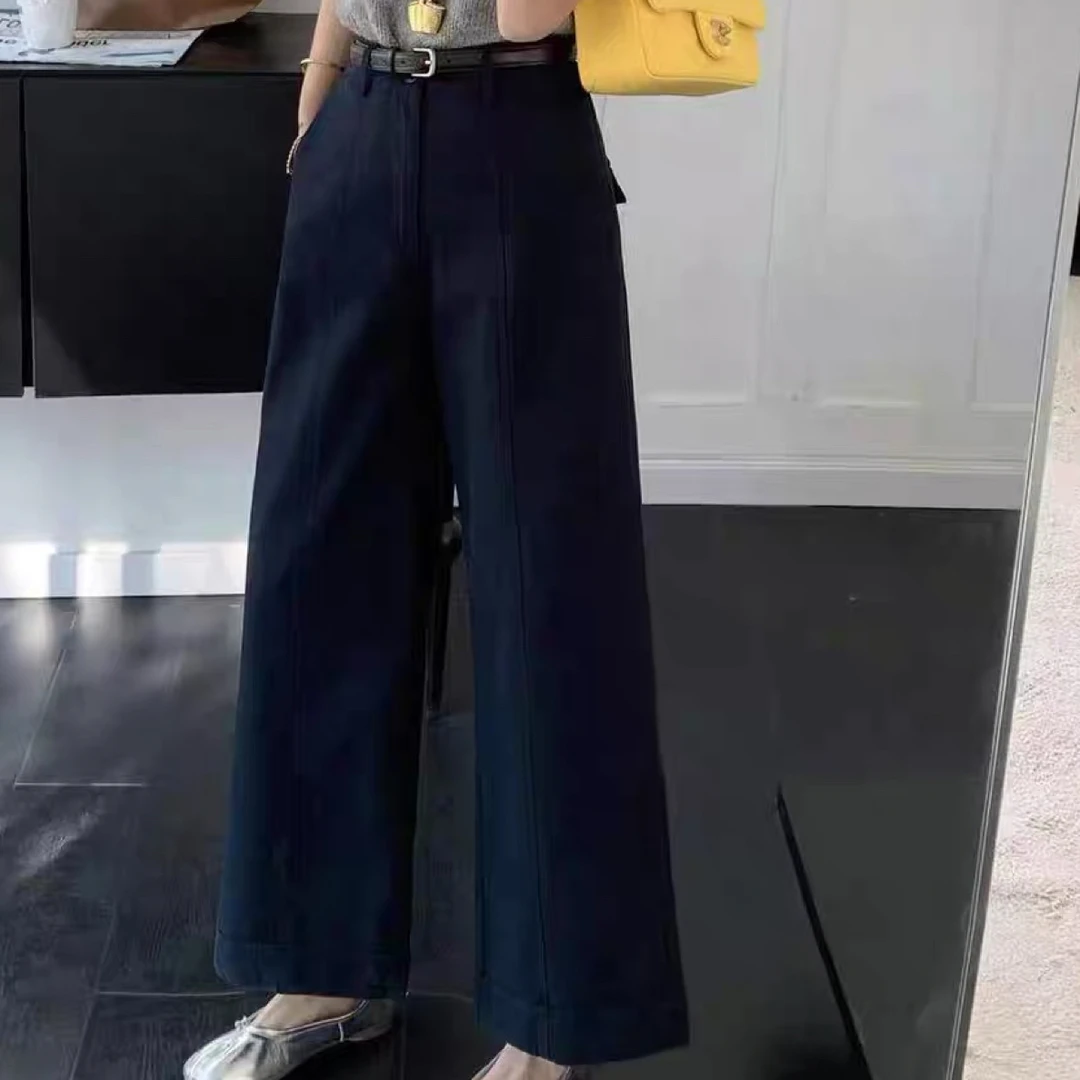 秋季24126新款高腰阔腿裤宽松显瘦直筒百搭女裤