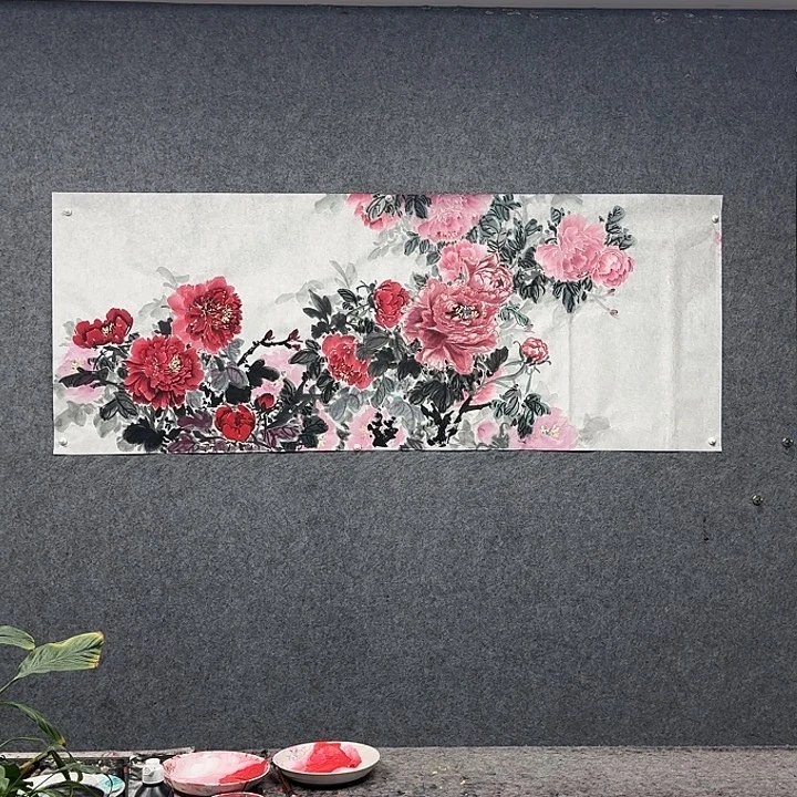 国画小六尺牡丹图