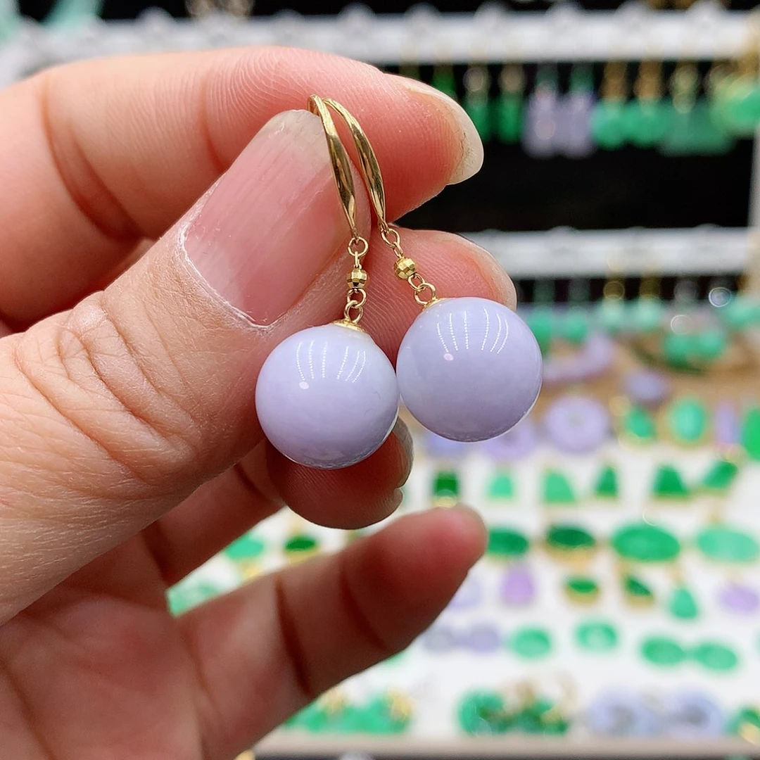 翡翠耳饰18K金镶嵌的