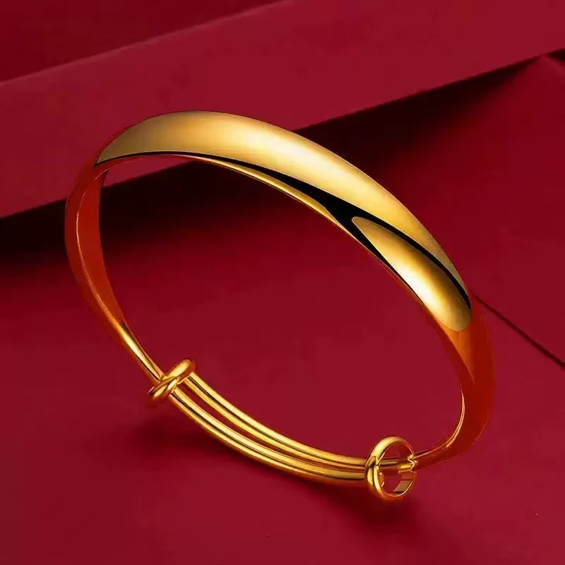 铜合金手镯 精品光面推拉手镯 妈妈镯子素款首饰