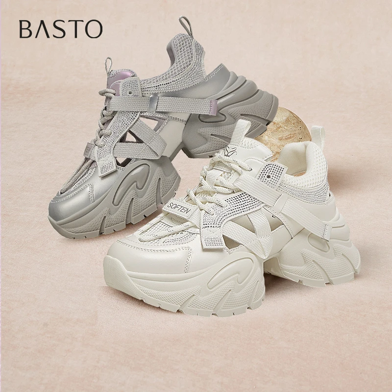 百思图2025夏季新款时尚潮流街头运动老爹鞋厚底女休闲鞋B8810BM5