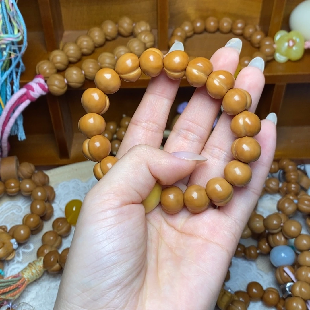 迁***生把件猴头核桃屁桃手串素13