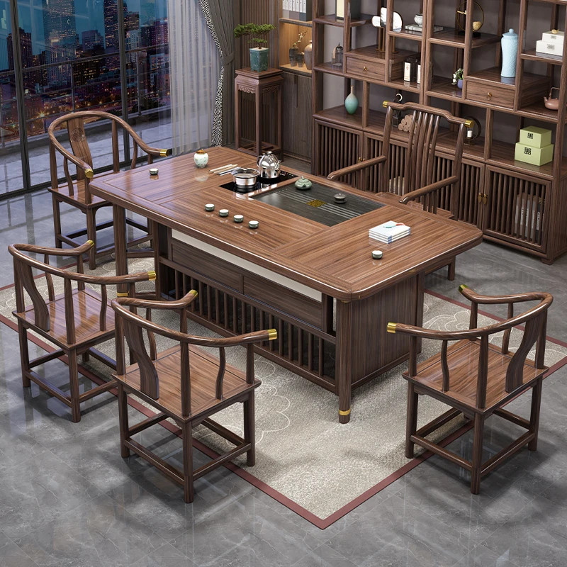茶桌新中式实木干泡茶桌椅组合办公室客厅家用茶具木质自动泡茶桌