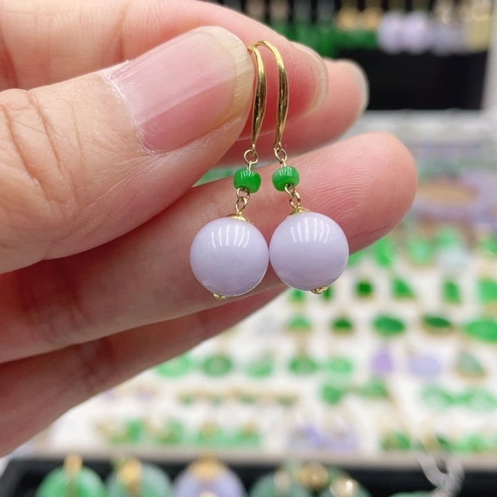 翡翠18K金镶嵌耳饰