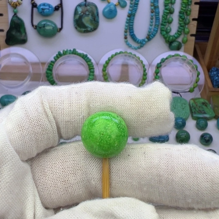 菜籽绿网花圆珠14.4mm兰