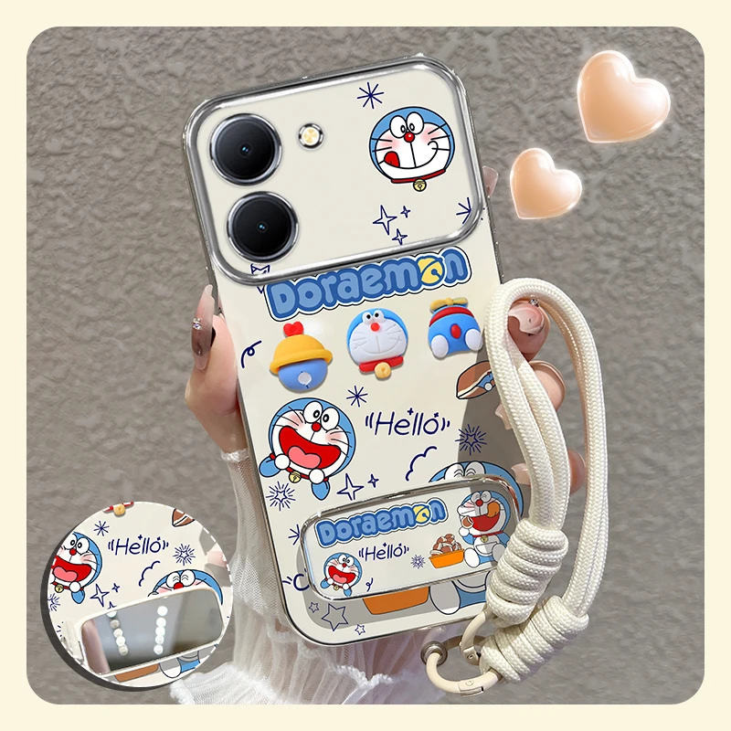 适用【vivoy100】手机壳可爱叮当猫大视窗硅胶保护创意个性女款可爱
