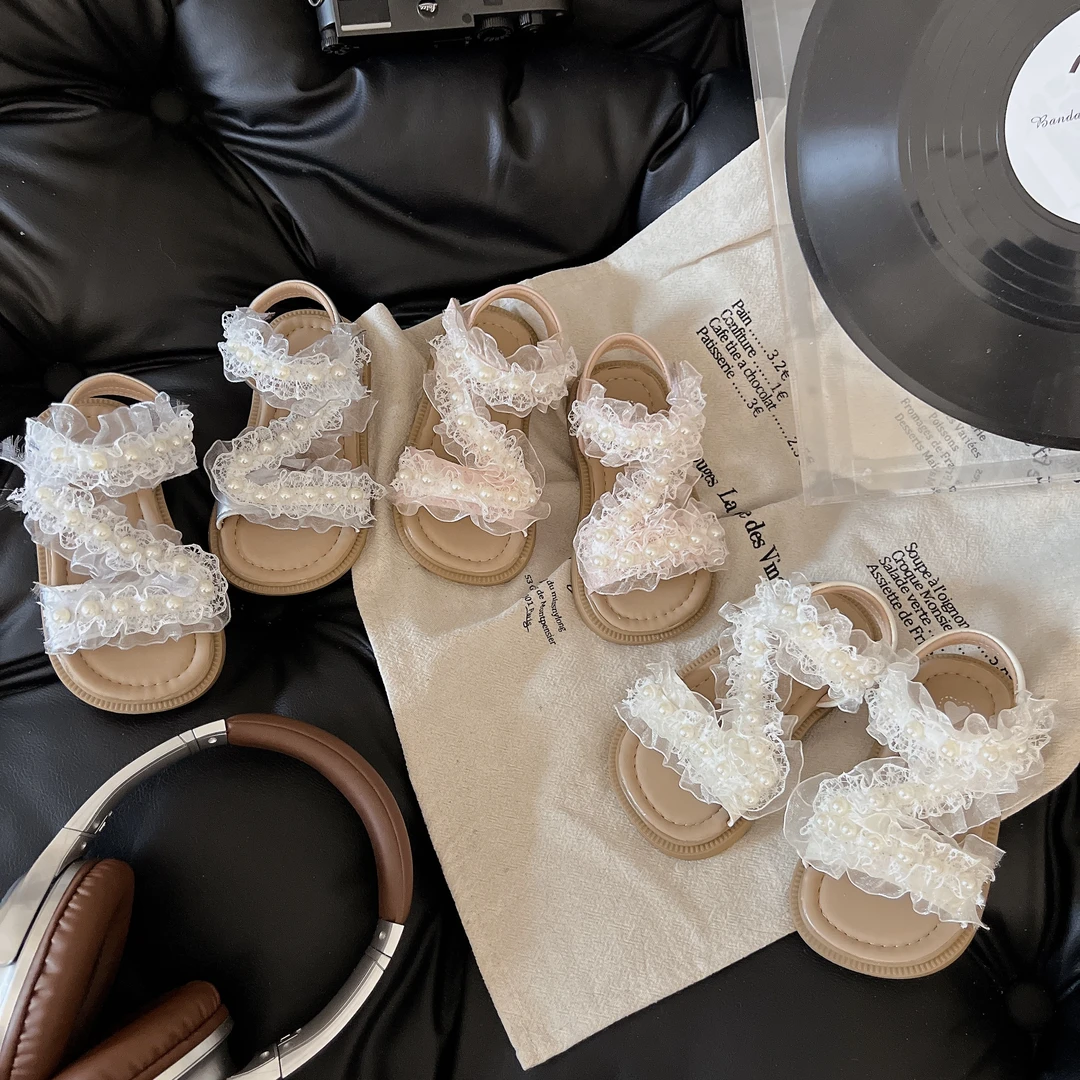 女童蕾丝凉鞋夏季新款时尚女孩外穿防滑宝宝凉鞋软底沙滩鞋子2591