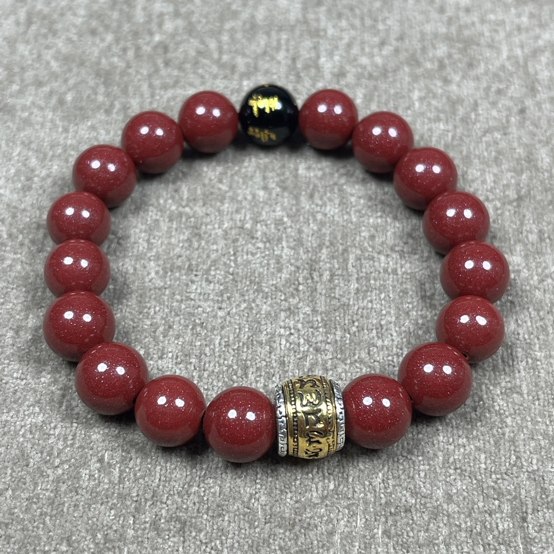 含辰砂工艺品高含量朱砂紫金砂设计款黑悟空手串卡10mm