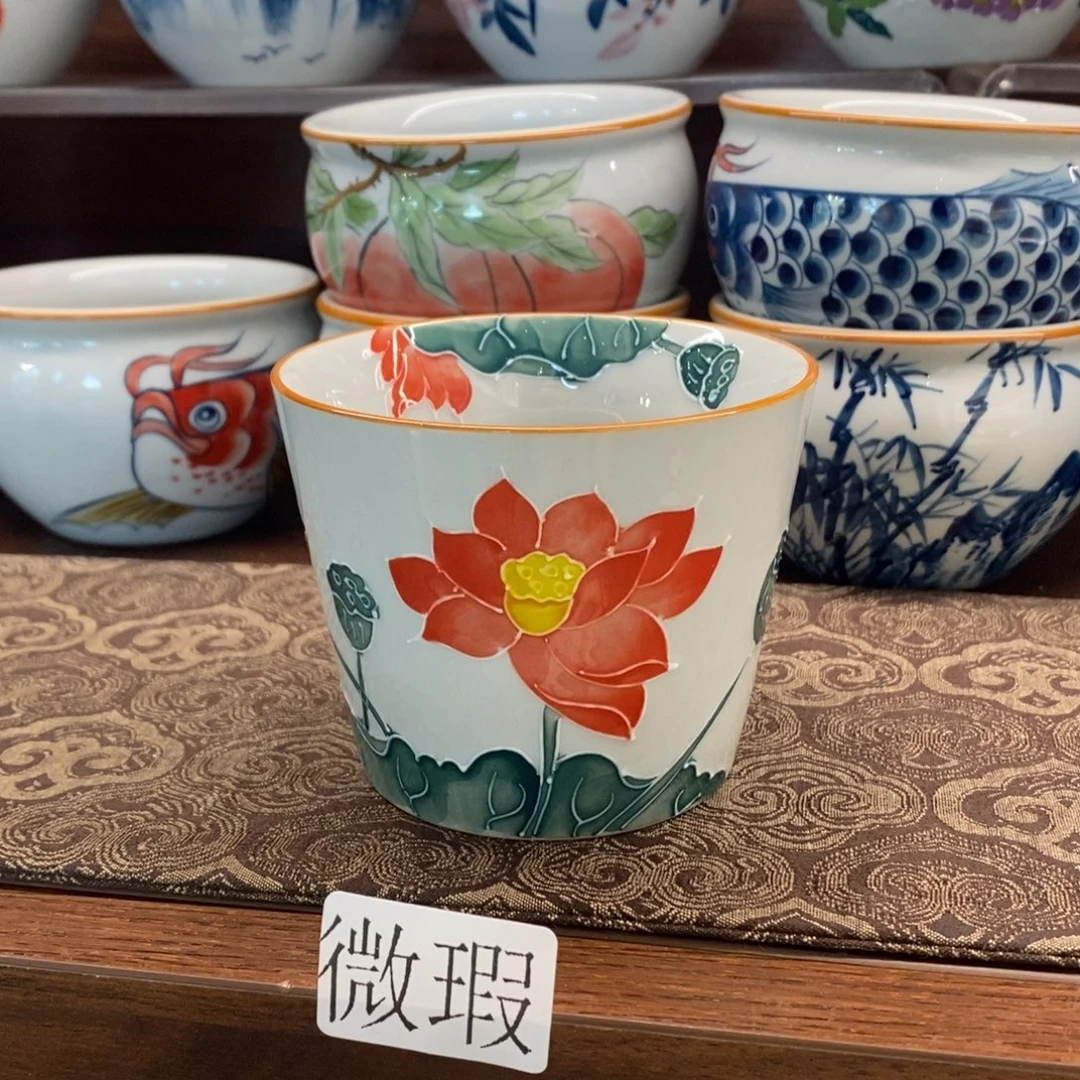 釉下彩老陶泥手工绘制