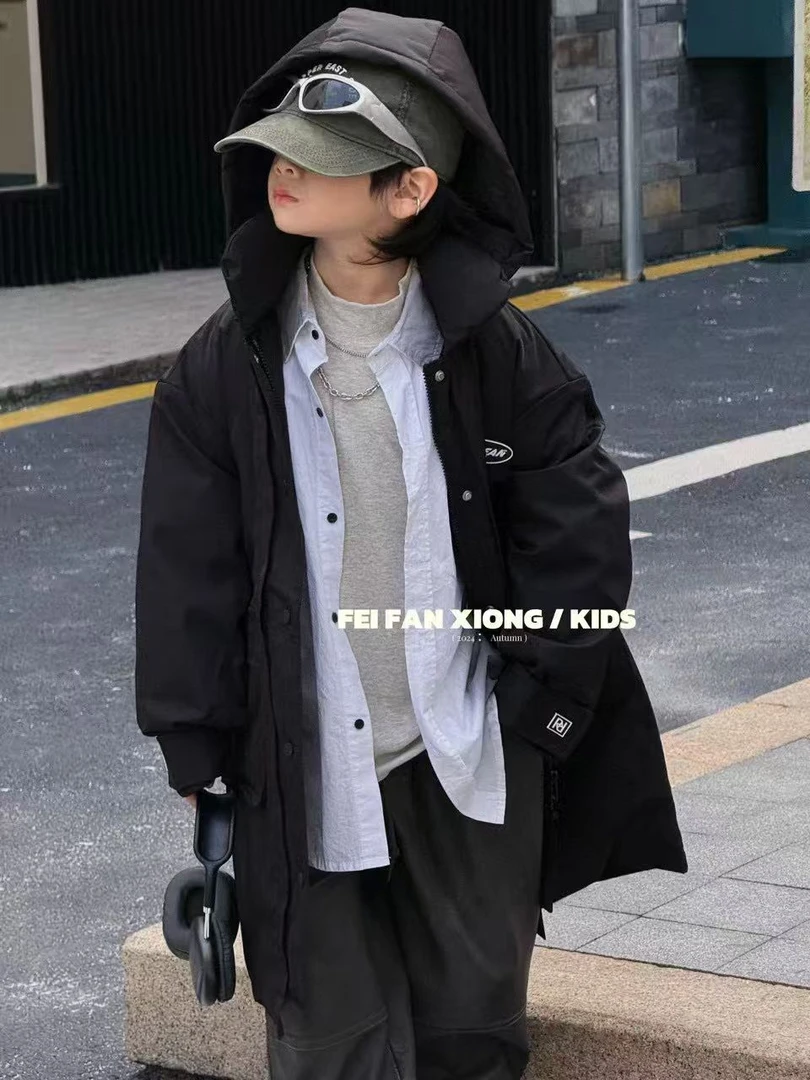 休闲风休闲时尚中长款中大童韩版羽绒服秋冬