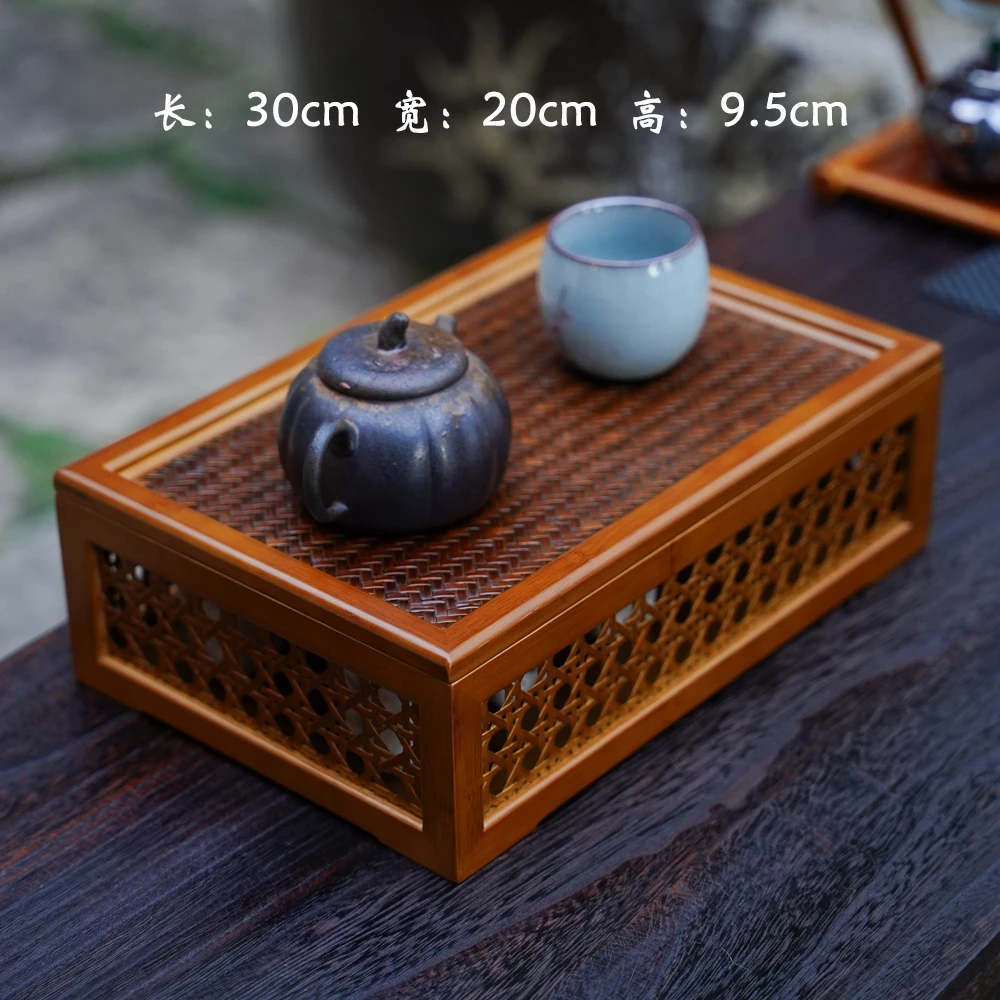 【八目】复古竹盒非遗竹编收纳盒茶具茶壶杯筐茶室茶杯收纳竹筐