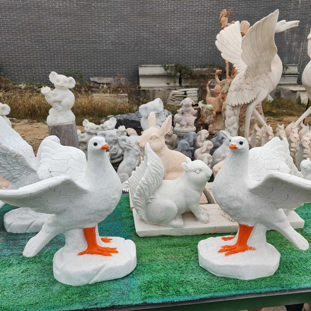 天然汉白玉石雕和平鸽摆件石头鸽雕刻房顶工艺品装饰仿真鸽和平鸽