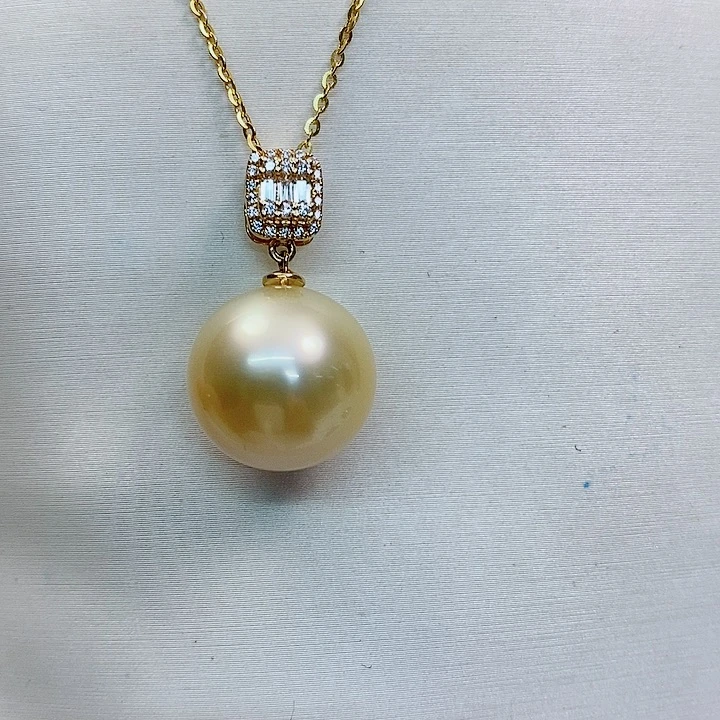 海水珍珠吊坠(不含链)18K金镶嵌15