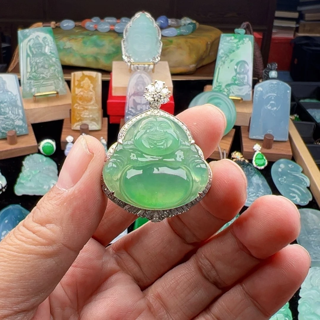 翡翠颈饰未镶嵌天然缅甸翡翠吊坠